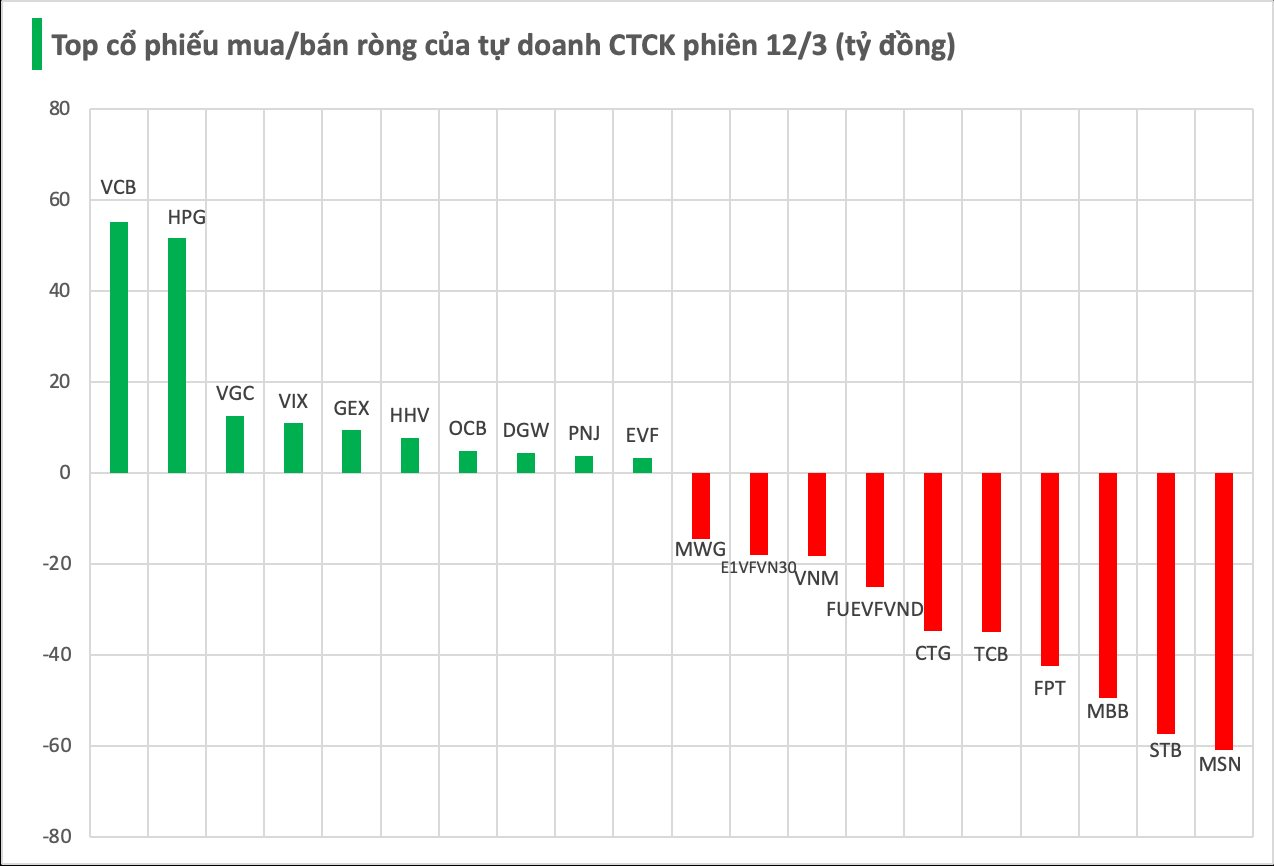 Tự doanh CTCK bán ròng hơn 300 tỷ đồng phiên 12/3, cổ phiếu nào là tâm điểm xả hàng? - Ảnh 1