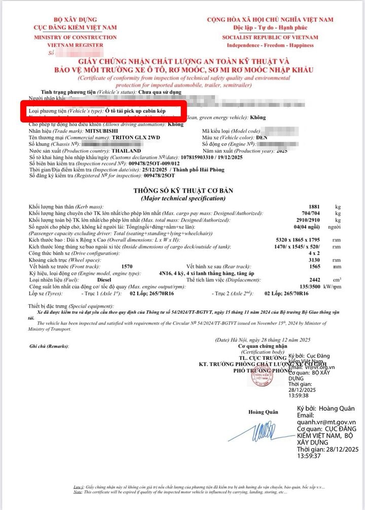 Cục CSGT hướng dẫn phân biệt xe bán tải là xe con hay xe tải - Ảnh 4