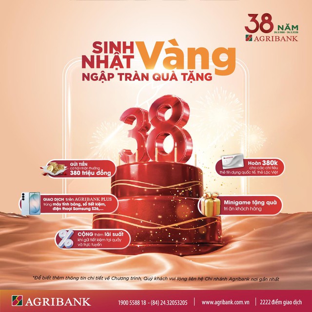 Agribank tri ân khách hàng với loạt chương trình ưu đãi đặc biệt nhân dịp sinh nhật 38 năm - Ảnh 1