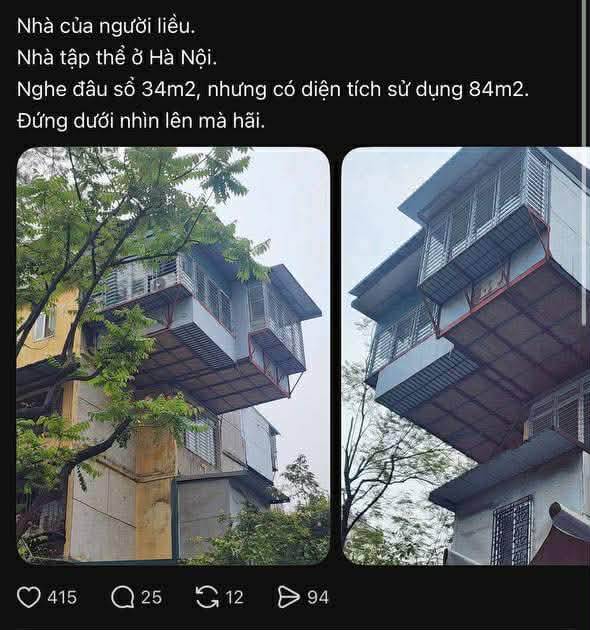 Tận thấy căn nhà “tổ chim” treo lơ lửng bên hông khu tập thể cũ tại Hà Nội: "Nhà của người liều" - Ảnh 1