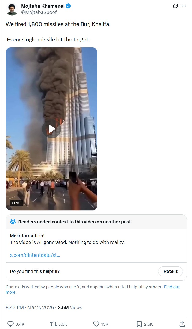 Video 'Tòa nhà cao nhất thế giới bốc cháy dữ dội vì trúng 1.800 tên lửa Iran' gây xôn xao: Sự thật đã rõ - Ảnh 1