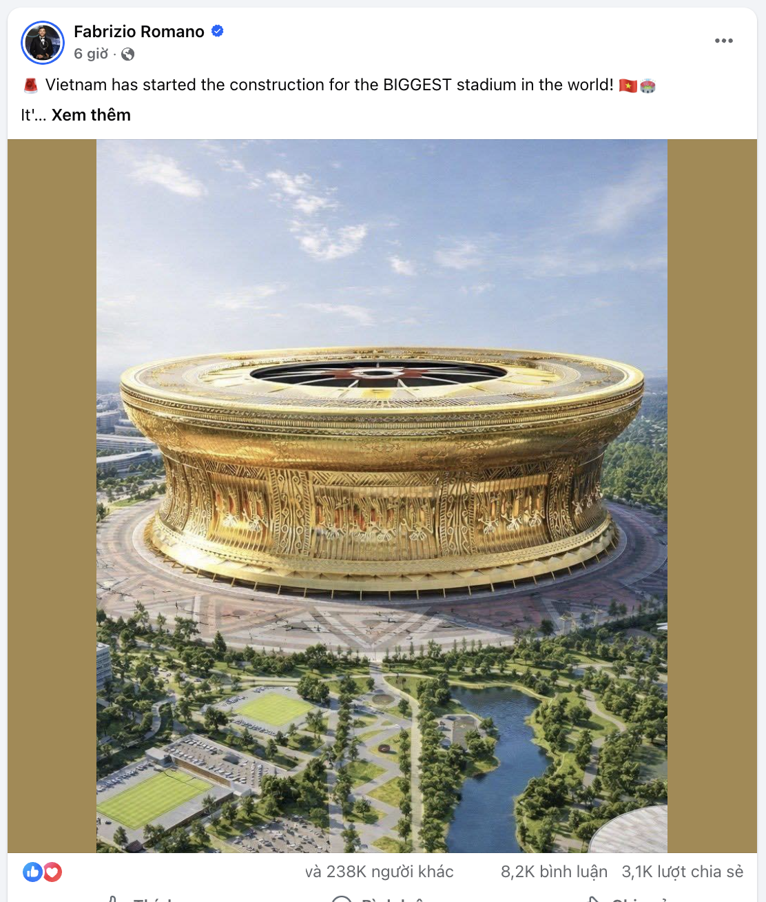 Truyền thông quốc tế ngỡ ngàng vì sân Trống Đồng lớn nhất thế giới tại Việt Nam, sức chứa gấp đôi Old Trafford - Ảnh 2