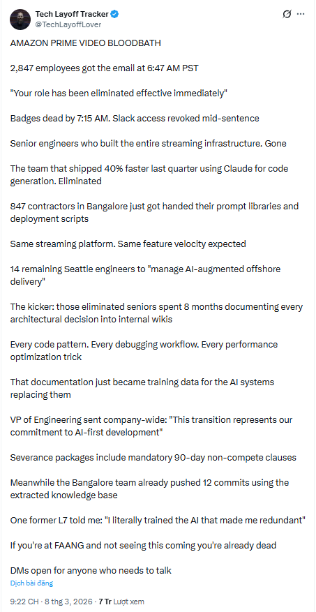 2.847 kỹ sư Amazon Prime Video 'vô tình' tự đào tạo AI để rồi bị sa thải không thương tiếc - Ảnh 2