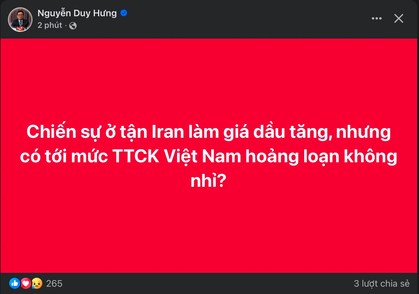 Ông Nguyễn Duy Hưng lên tiếng về sự hoảng loạn của TTCK Việt Nam - Ảnh 1
