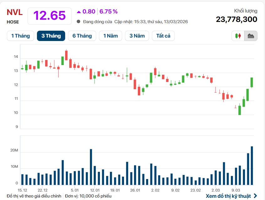 Cổ phiếu Novaland (NVL) được “gom” đột biến, tăng trần phiên thứ hai liên tiếp - Ảnh 1