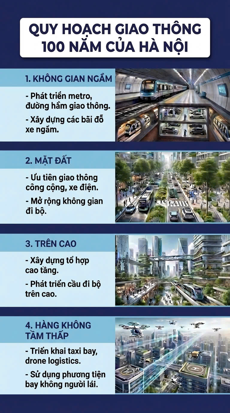 Taxi bay, drone giao hàng xuất hiện ấn tượng trong quy hoạch 100 năm của Hà Nội thế nào? - Ảnh 1