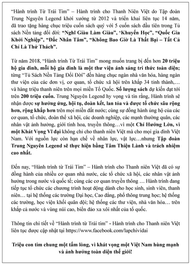 Trung Nguyên Legend  tiếp tục triển khai ‘Hành trình Từ Trái Tim’-Hành trình cho thanh niên Việt - Ảnh 11