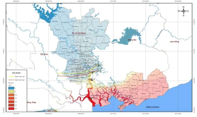 TP.HCM xâm nhập mặn vào sâu trên 60 km - Ảnh 1