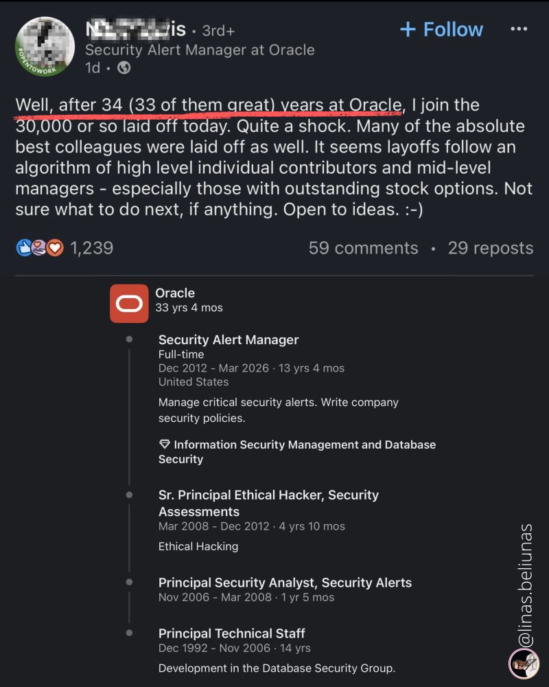 Nhân viên 34 năm cống hiến cho Oracle, vẫn bị sa thải chỉ "trong một nốt nhạc": có phải vì làm quá giỏi và được thưởng quá nhiều? - Ảnh 1