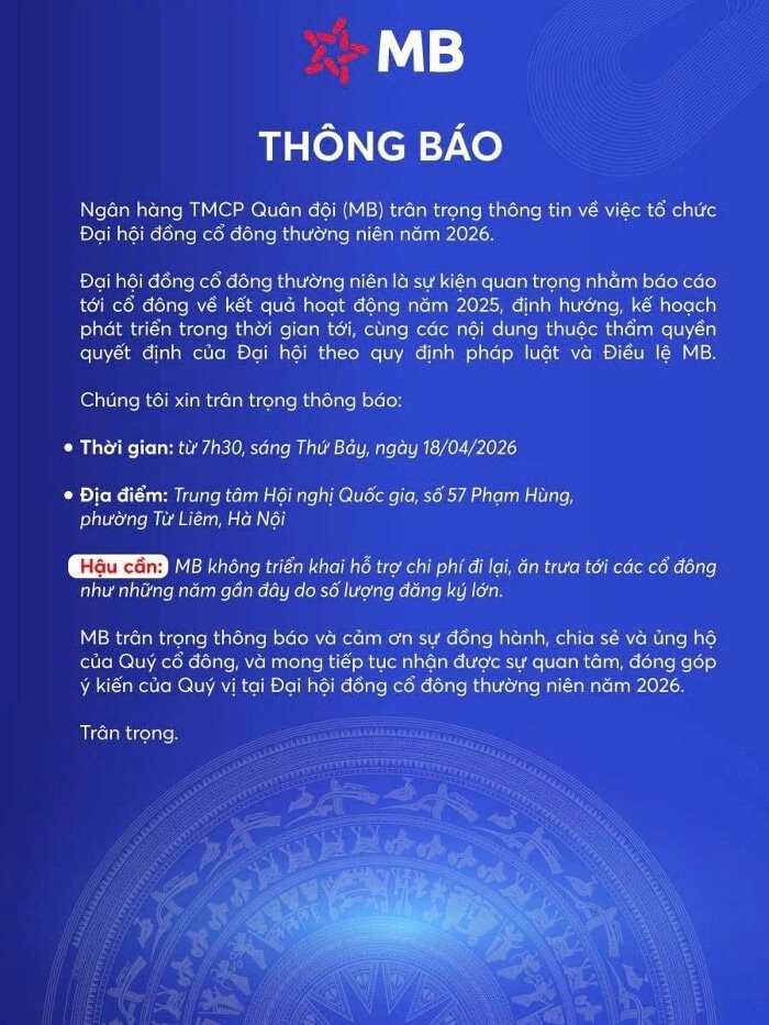 MB thông báo quan trọng đến hơn 200.000 cổ đông - Ảnh 1