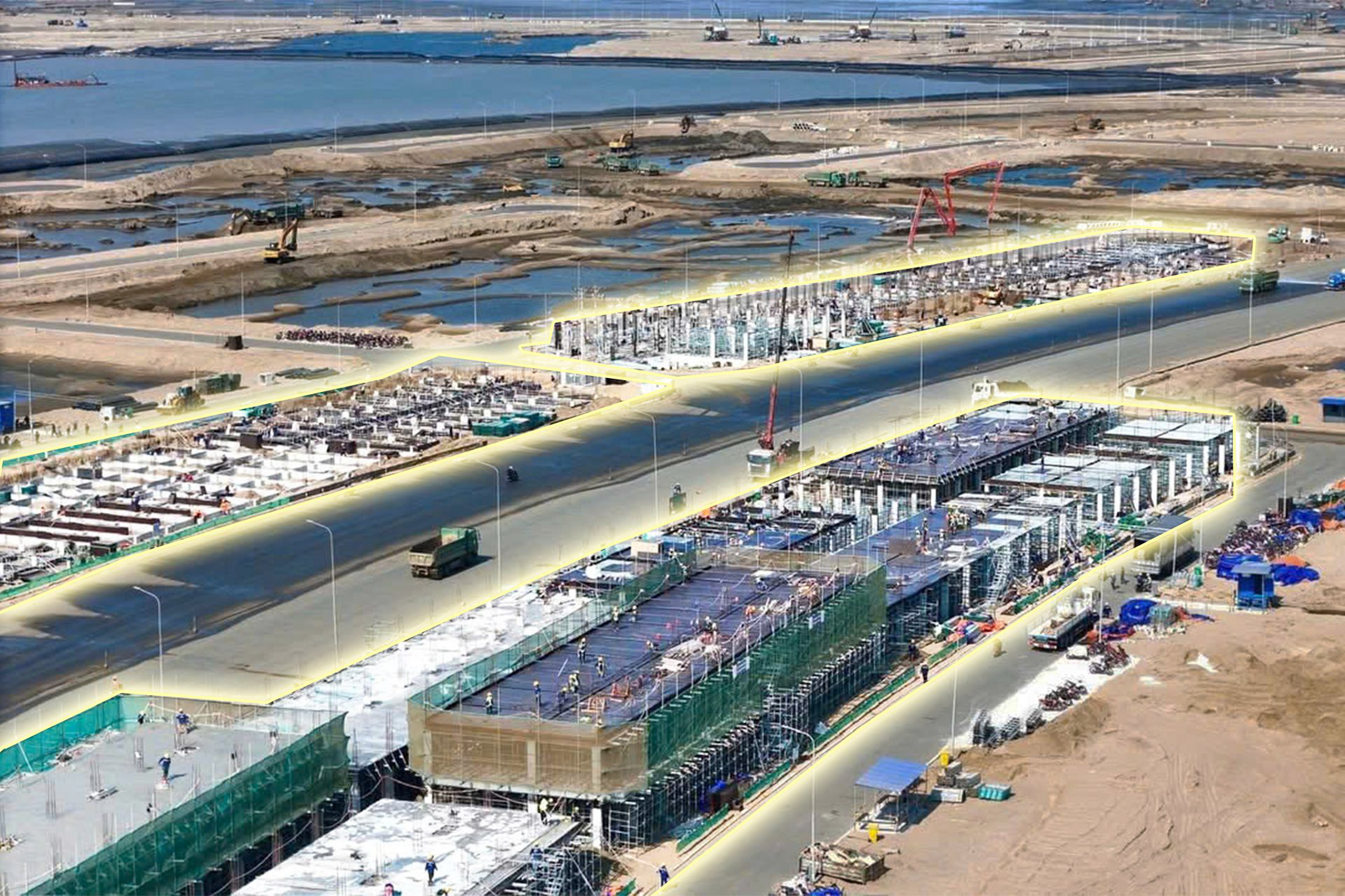 Đại đô thị 10 tỷ USD của tỷ phú Phạm Nhật Vượng dần lộ diện: Hàng nghìn xe chạy cả ngày lẫn đêm, nhà hát 5.000 chỗ bắt đầu xây dựng - Ảnh 7