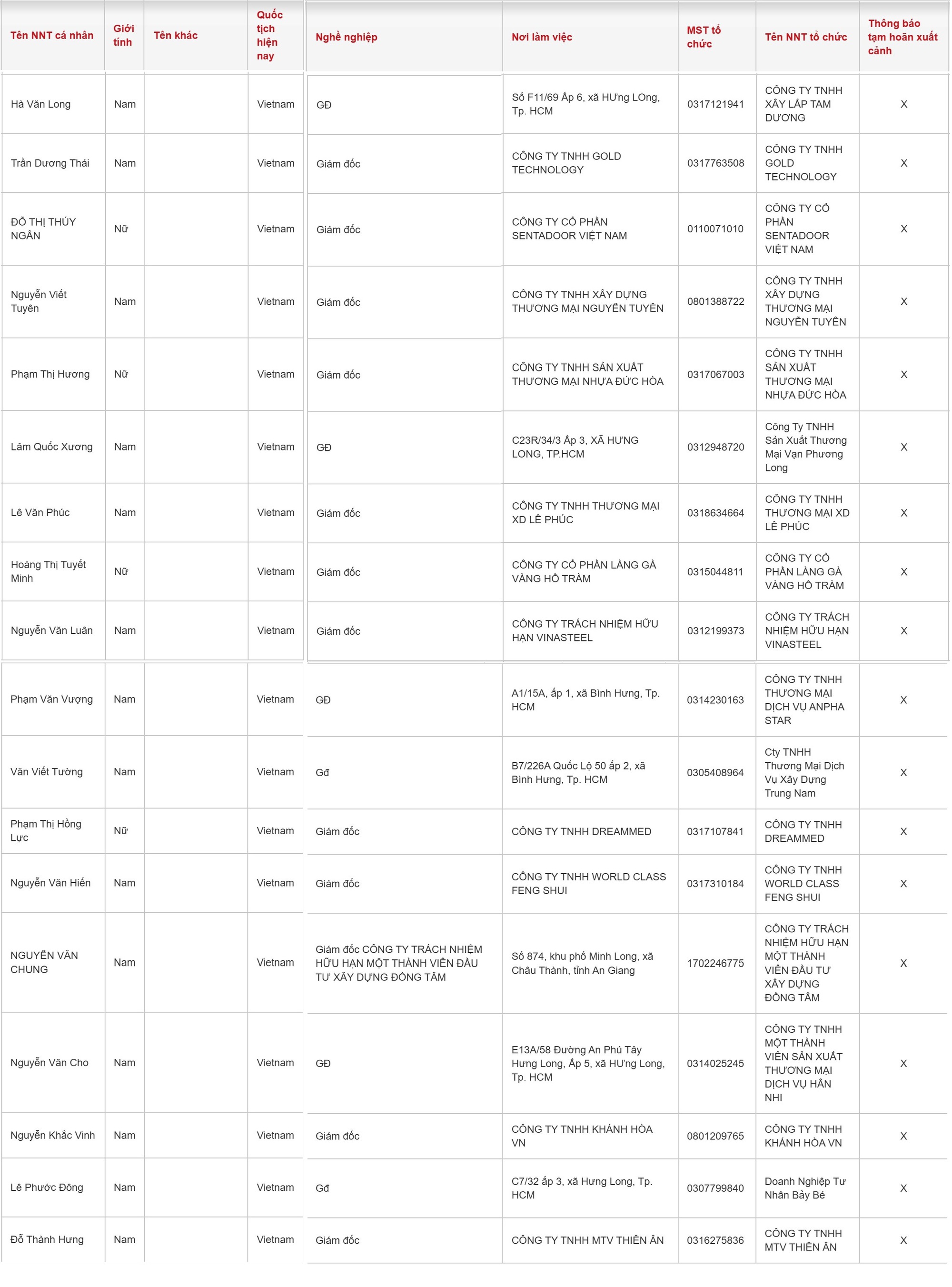 Cục Thuế thông báo: Một loạt người có tên sau bị tạm hoãn xuất cảnh - Ảnh 2