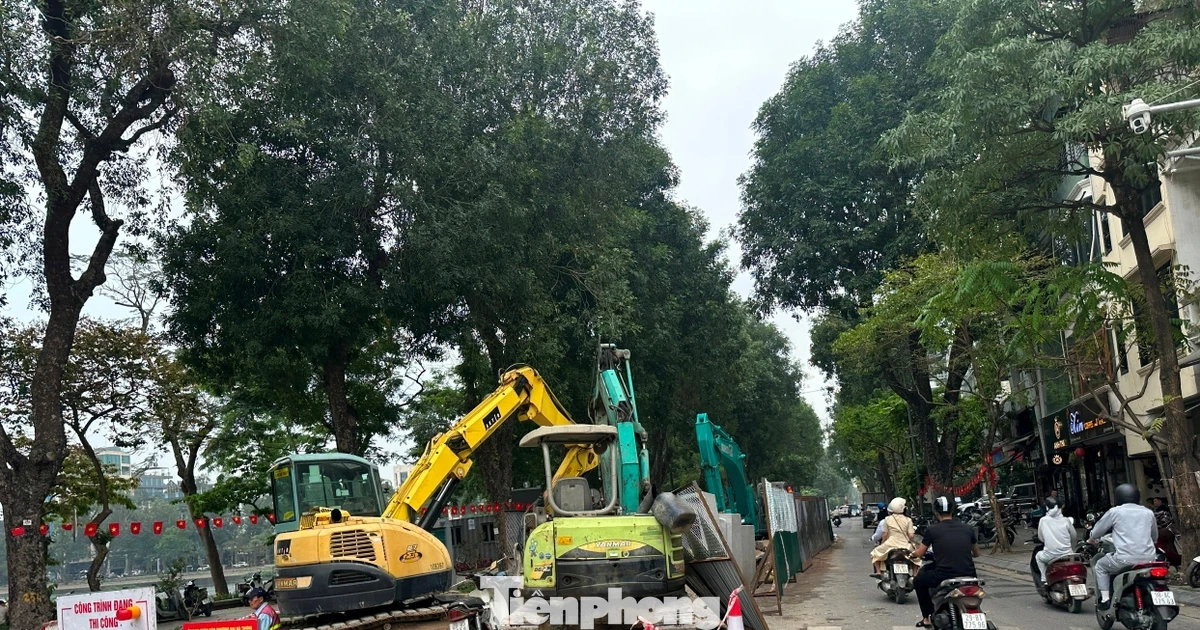 Hà Nội phân luồng giao thông tại các tuyến phố có rào chắn dự án chống ngập