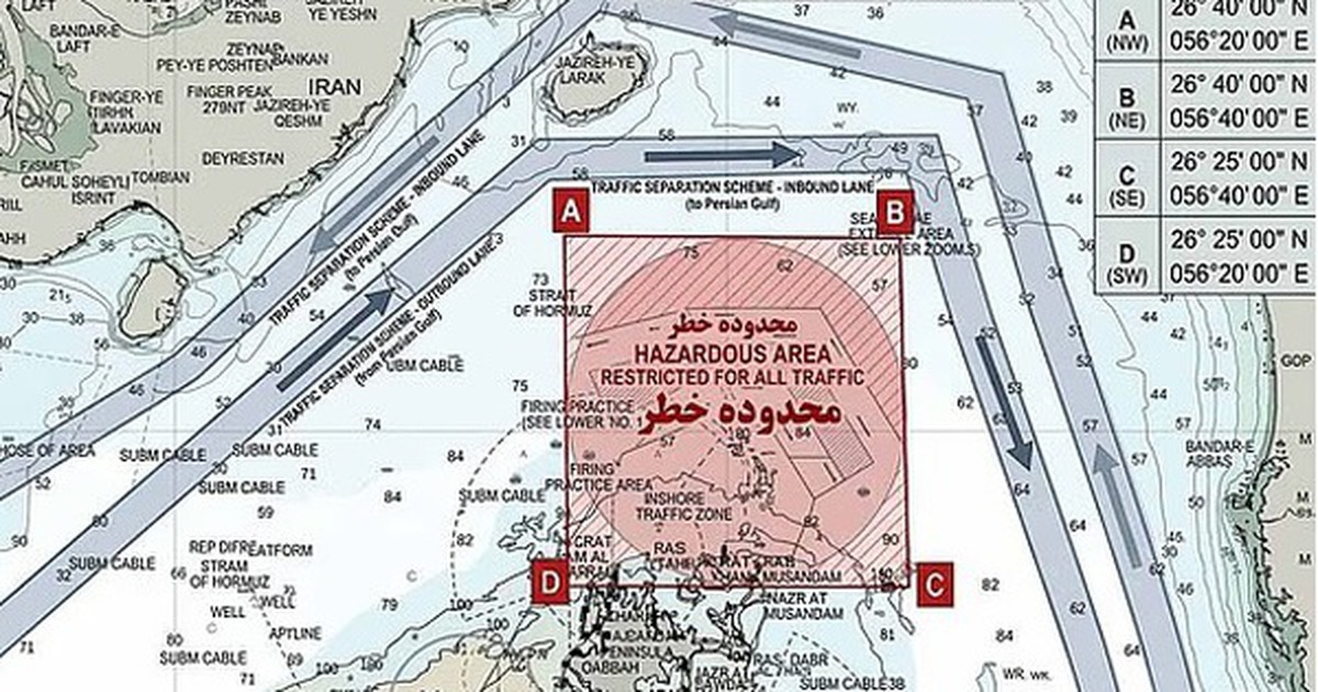 Cận cảnh tấm hải đồ “tử thần” ở eo biển Hormuz mà Iran vừa công bố