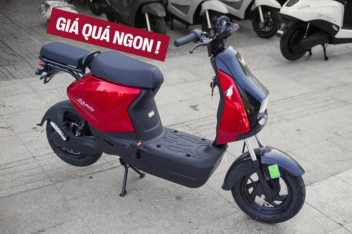 Cận cảnh VinFast Amio: Xe máy điện rẻ nhất của VinFast, hết điện cũng không lo đẩy bộ vì có trang bị ‘đặc biệt’