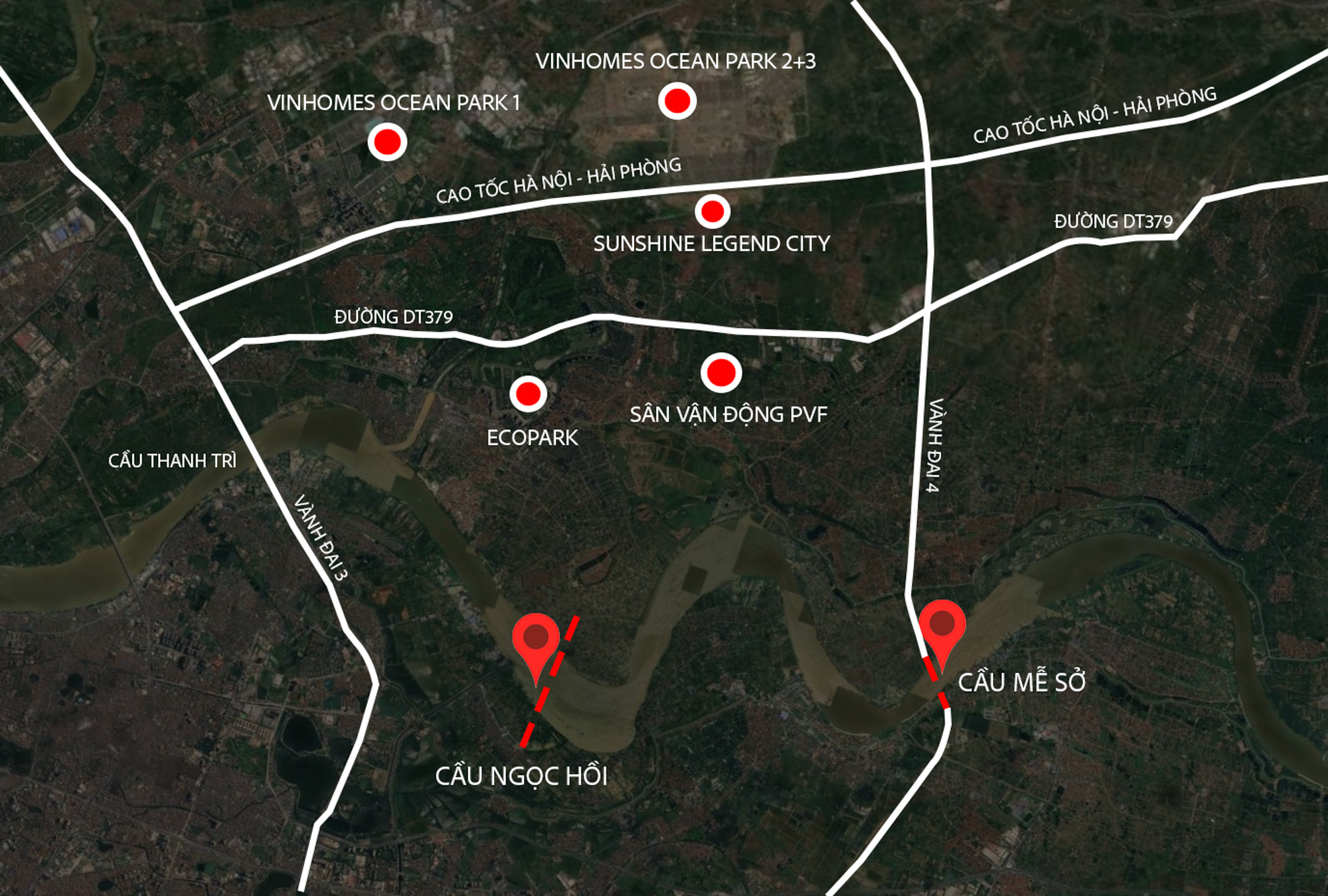 Cận cảnh 2 cây cầu trị giá 16.000 tỷ đồng, kết nối các khu đô thị hàng chục tỷ USD, chiếm 50% nguồn cung căn hộ Hà Nội - Ảnh 1