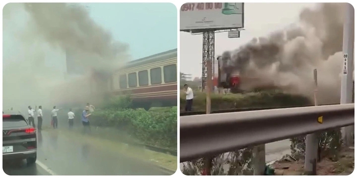 Tàu hỏa chở khách tuyến Hà Nội - Hải Phòng đang chạy bất ngờ bốc cháy dữ dội - Ảnh 1