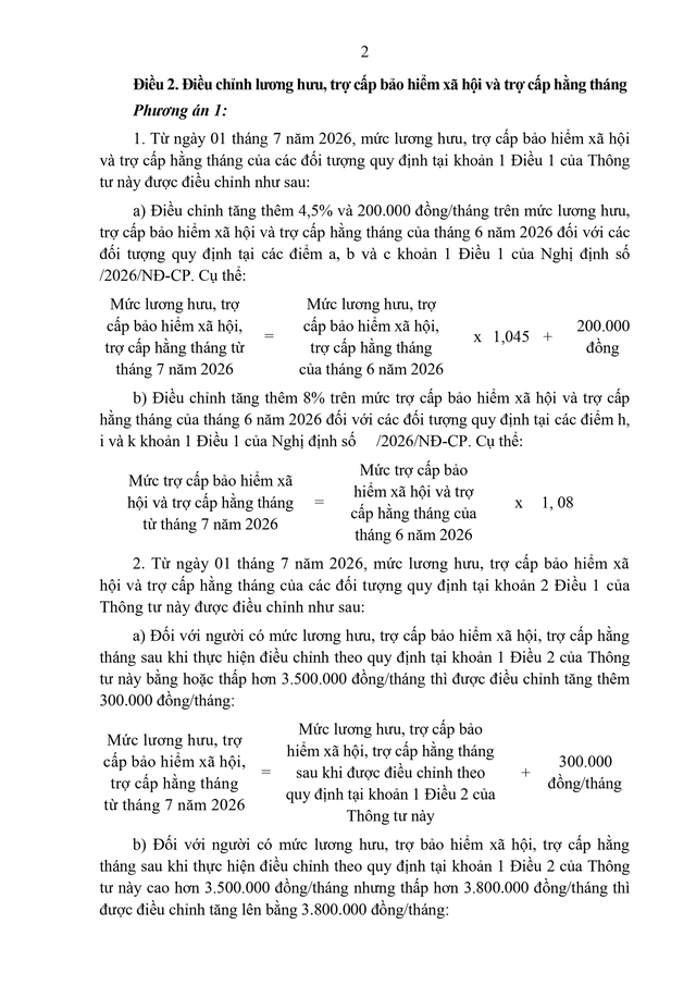 Toàn văn: Dự thảo Thông tư về điều chỉnh lương hưu, trợ cấp bảo hiểm xã hội, trợ cấp hằng tháng - Ảnh 2