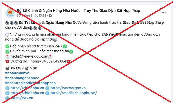 Xuất hiện trang Facebook mạo danh Bộ Tài chính nhằm lừa đảo chiếm đoạt tài sản - Ảnh 1