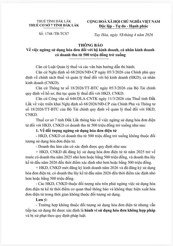 Xử phạt Hộ kinh doanh dưới 500 triệu đồng xuất hóa đơn điện tử: Chuyên gia Thuế nói gì? - Ảnh 1