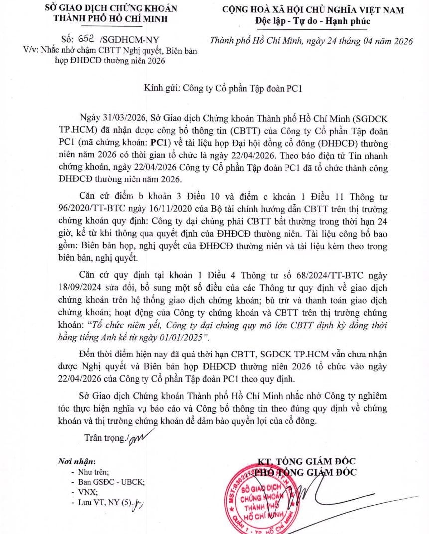 Cổ phiếu sập sàn 2 phiên liên tiếp, PC1 bị nhắc nhở do chậm công bố thông tin - Ảnh 1