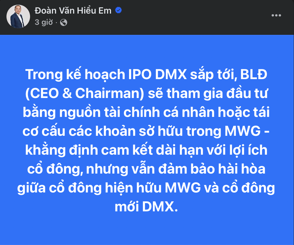 Vì sao ông Đoàn Văn Hiểu Em muốn bán 2 triệu cổ phiếu MWG? - Ảnh 1