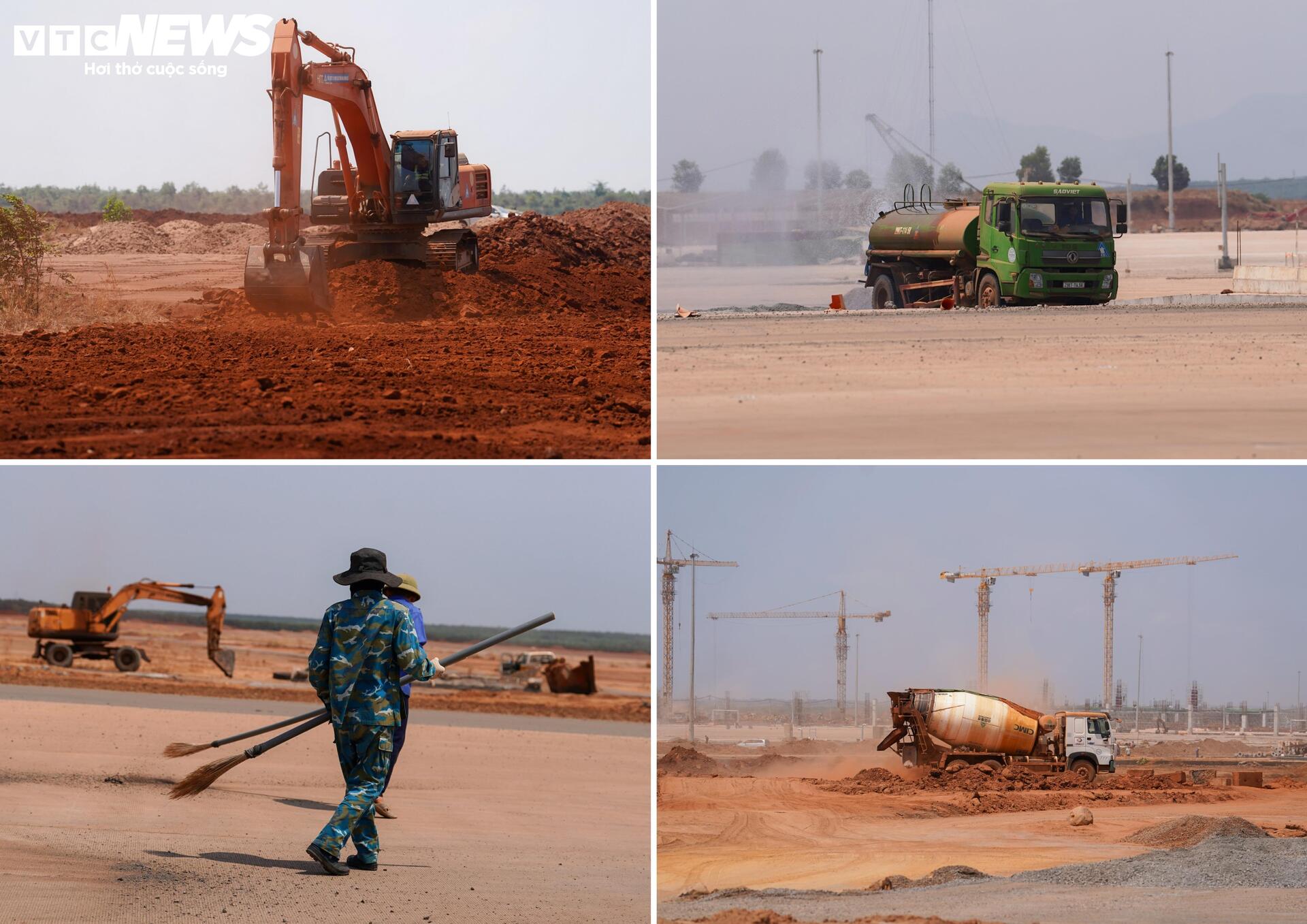 Cận cảnh sân bay Long Thành ngổn ngang, công nhân thưa thớt - Ảnh 9