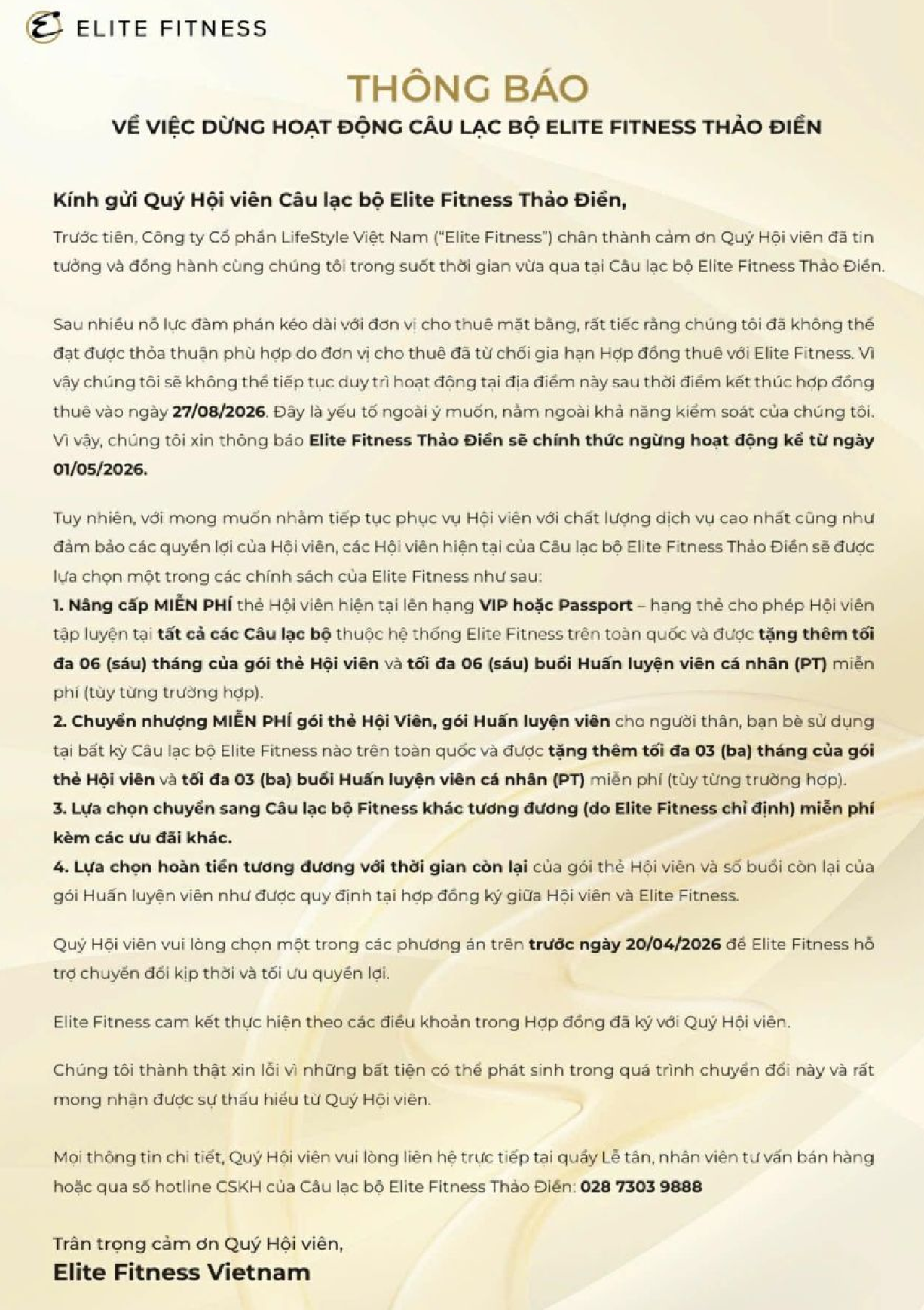 Chuỗi phòng tập hạng sang lâu đời bậc nhất Việt Nam đóng cửa toàn bộ chi nhánh tại TP HCM - Ảnh 1