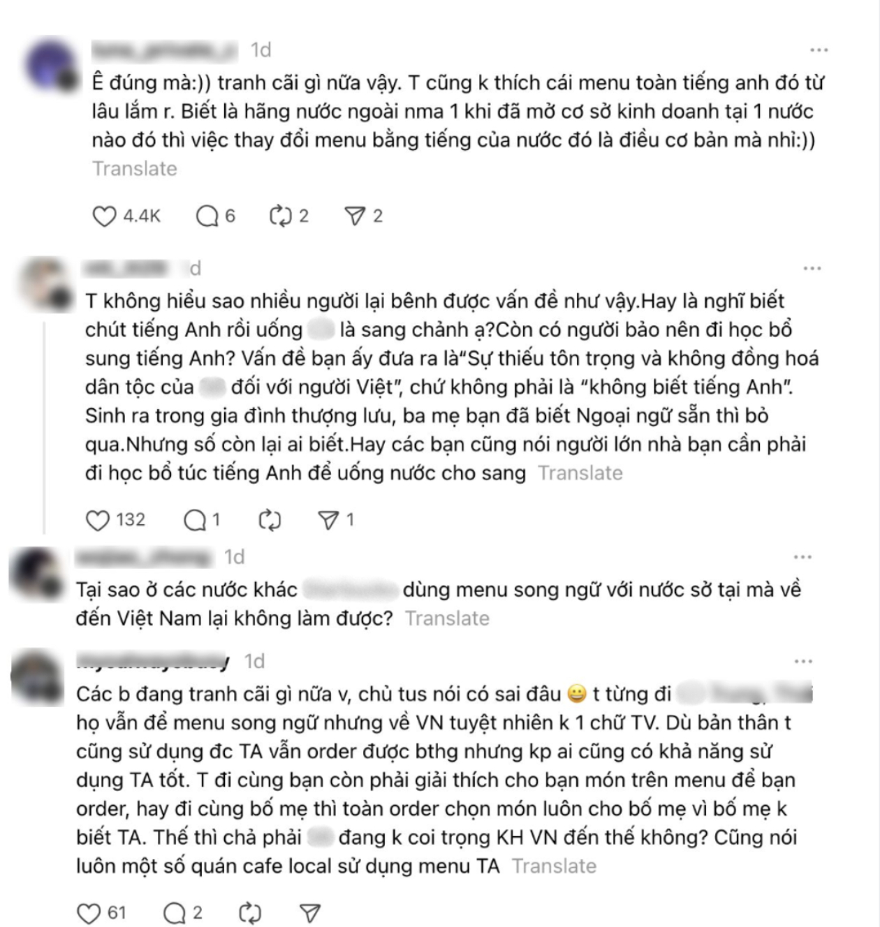 Tranh cãi menu chuỗi đồ uống nổi tiếng không dùng tiếng Việt, đi uống nước vẫn phải  “làm bài kiểm tra ngoại ngữ”? - Ảnh 2