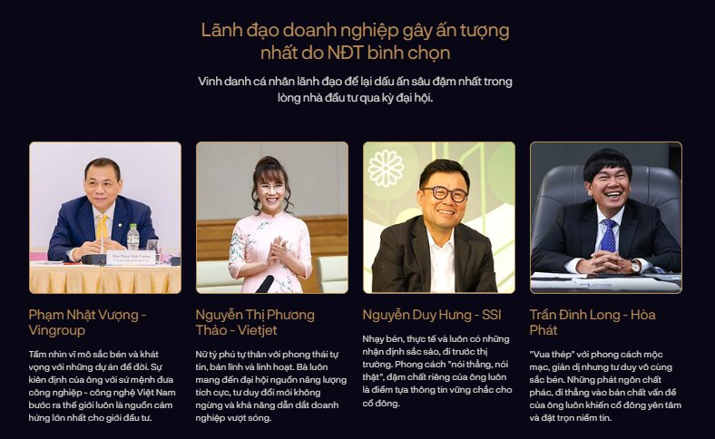 Tỷ phú Phạm Nhật Vượng, nữ tướng Nguyễn Thị Phương Thảo và những “idol” ĐHĐCĐ: Bình chọn lãnh đạo ấn tượng nhất tại AGM Awards 2026 - Ảnh 1