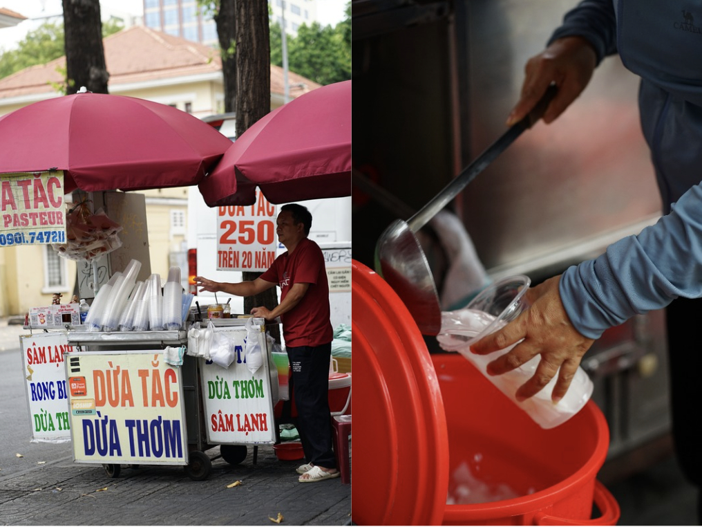 Clip: Bán 500 ly thu hàng triệu đồng mỗi ngày, chủ xe nước mía, nước dừa tại TP.HCM thuê thêm người vẫn làm không xuể - Ảnh 3