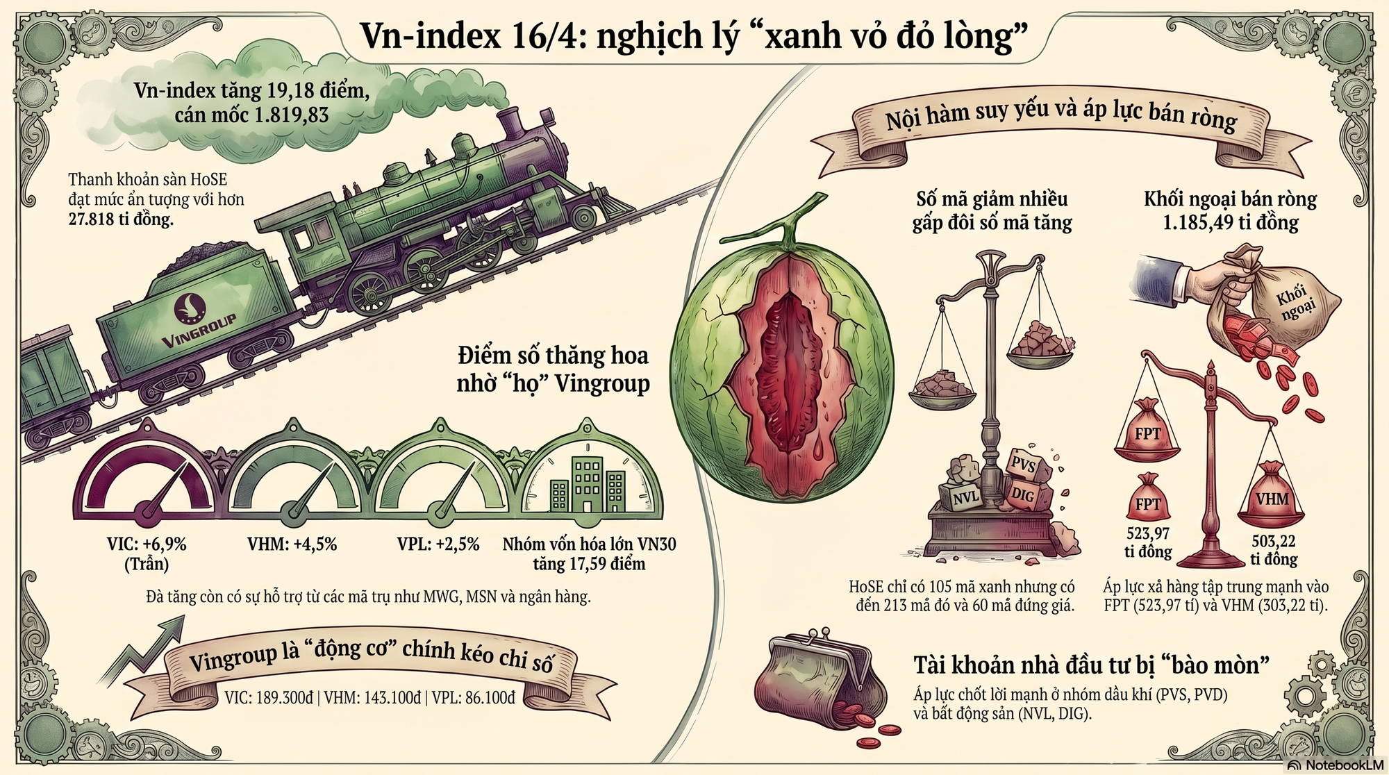 Chứng khoán 16-4: Cổ phiếu Vingroup lại "gánh" điểm số - Ảnh 1