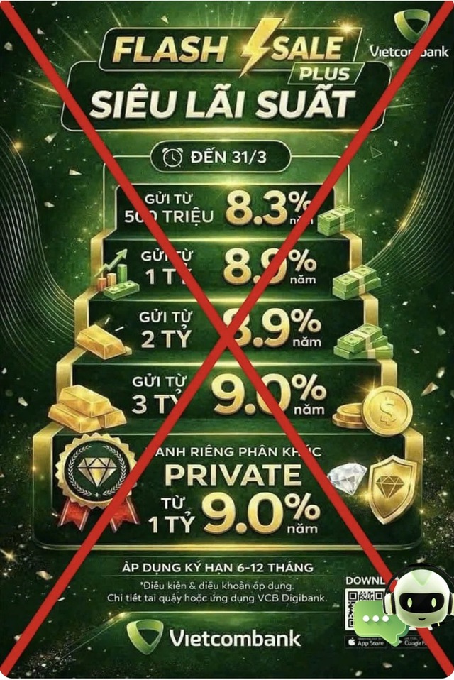 Vietcombank cảnh báo lừa đảo siêu lãi suất - Ảnh 1