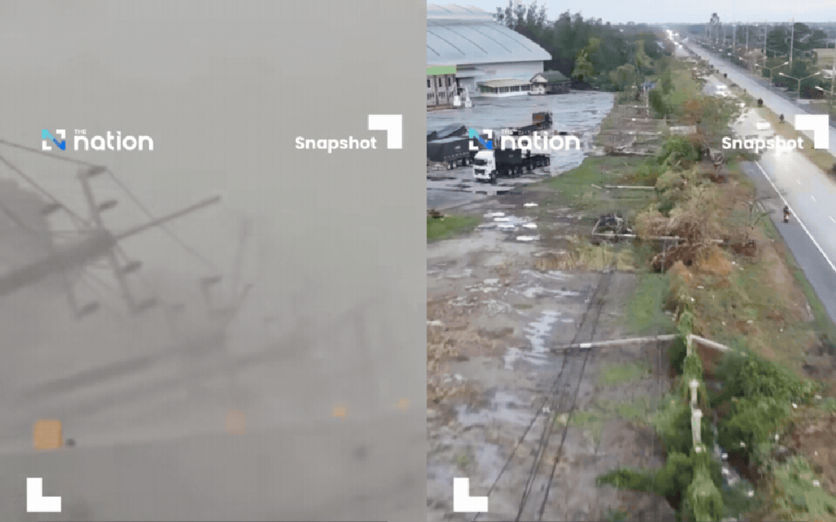 Tình hình bão lớn tại Thái Lan: Cột điện đổ sập, mất điện diện rộng, đã có người tử vong
