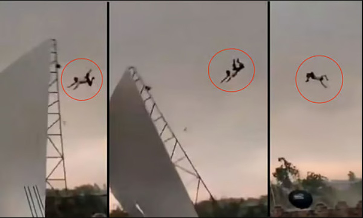Người đàn ông bị bão hất văng lên cao 15m, khoảnh khắc được camera ghi lại khiến dân mạng bàng hoàng