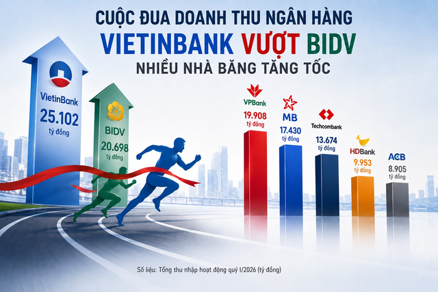Cuộc đua doanh thu ngân hàng: BIDV bị 'soán ngôi', VPBank vươn lên ngang ngửa nhóm Big4 - Ảnh 1