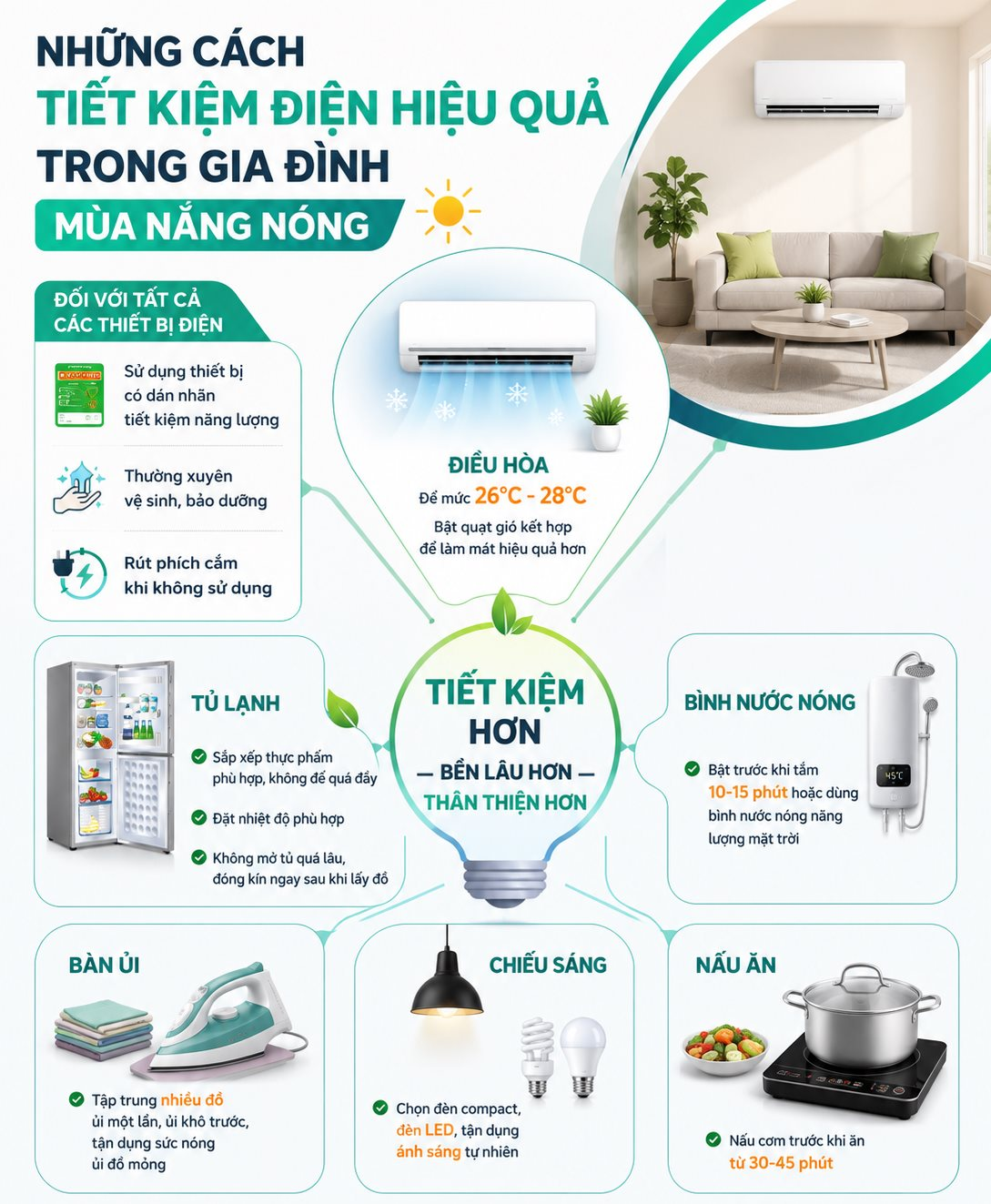 Lời khuyên đến những gia đình muốn tiết kiệm điện trong mùa nắng nóng - Ảnh 2