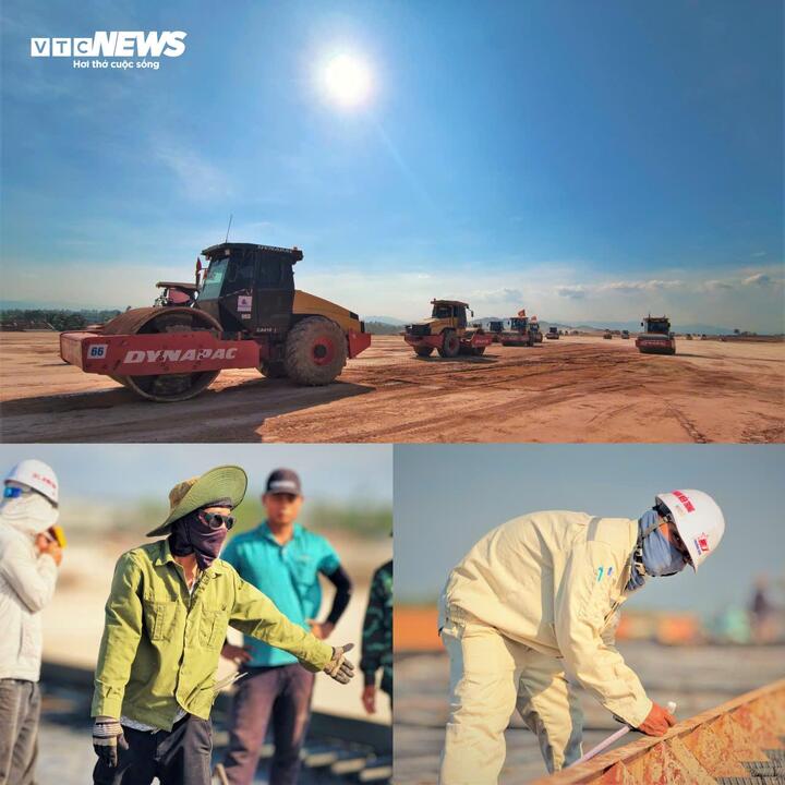 Gác nghỉ lễ, công nhân ngày đêm bám công trường sân bay Phù Cát - Ảnh 4