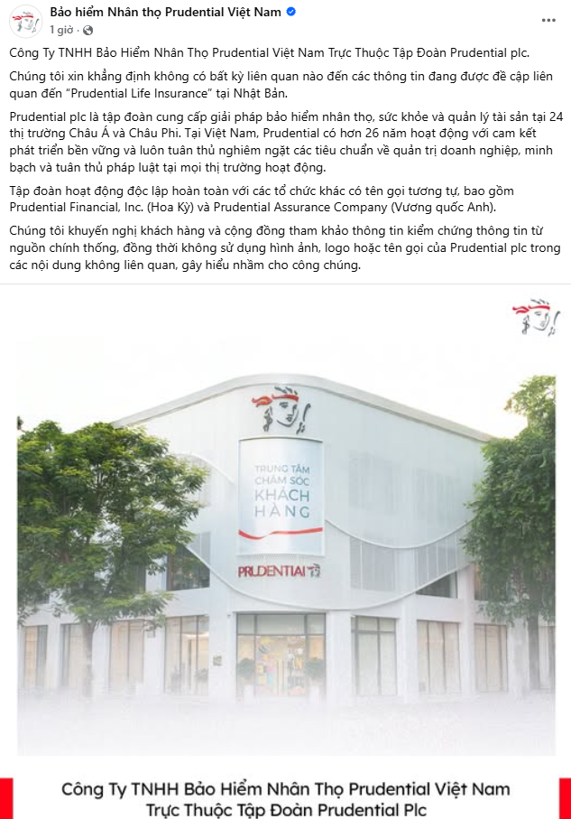Prudential Việt Nam khẳng định không liên quan đến vụ việc "Prudential Life Insurance" tại Nhật Bản - Ảnh 1
