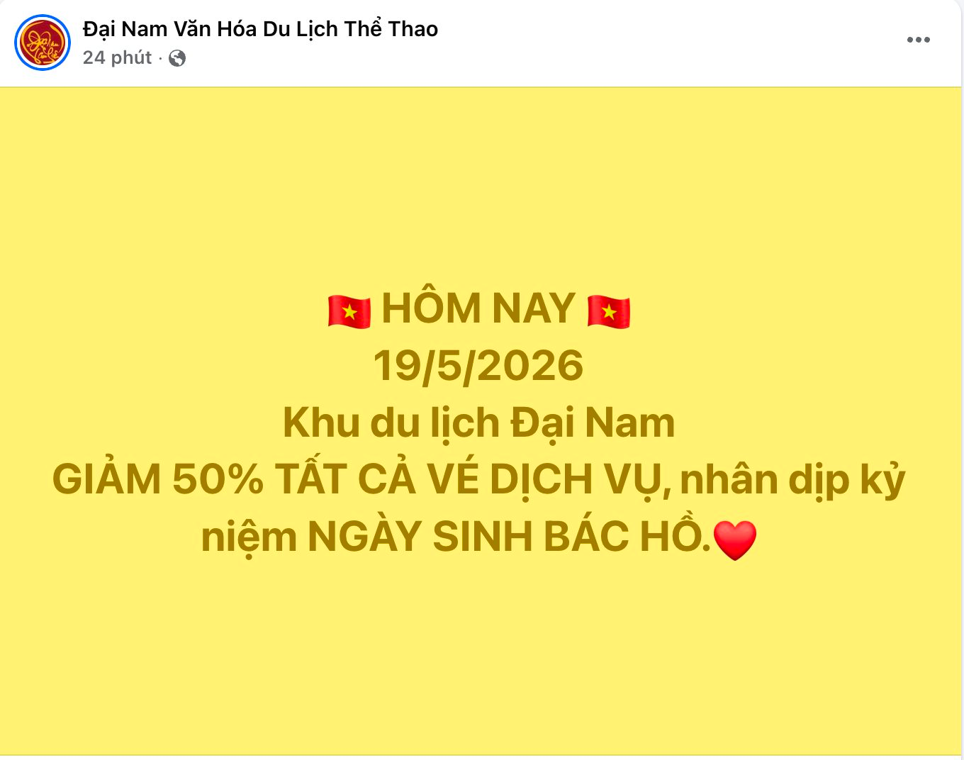 Khu du lịch Đại Nam của bà Nguyễn Phương Hằng 'chơi lớn' dịp kỷ niệm ngày sinh Bác Hồ - Ảnh 1