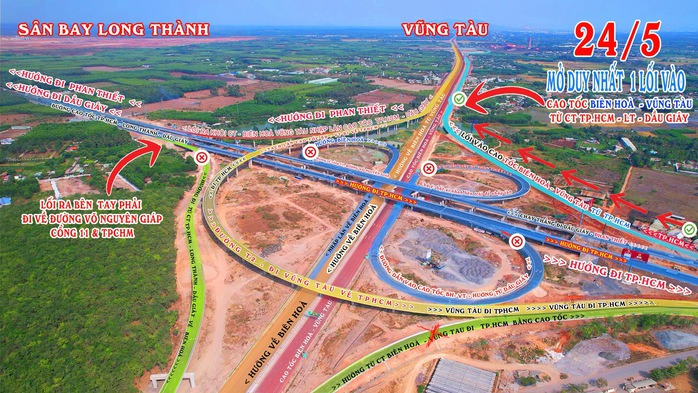 Lộ trình vào đường cao tốc Biên Hòa - Vũng Tàu từ chiều 24-5, tài xế cần lưu ý - Ảnh 1