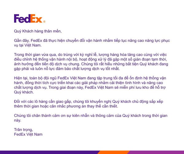 FedEx lên tiếng về việc hàng bị kẹt: Sẽ miễn phí lưu kho - Ảnh 2