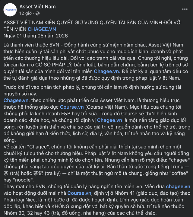 Đơn vị sở hữu tên miền chagee.vn không đồng ý "hoàn trả hoặc hủy tên miền trong 10 ngày" theo yêu của hãng trà sữa - Ảnh 1