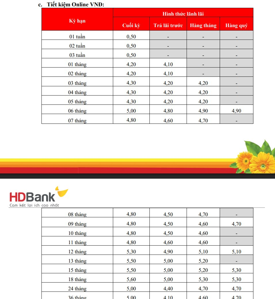Lãi suất ngân hàng HDBank mới nhất tháng 5/2026: Kỳ hạn 13 tháng cao nhất tới 7,6%/năm - Ảnh 3