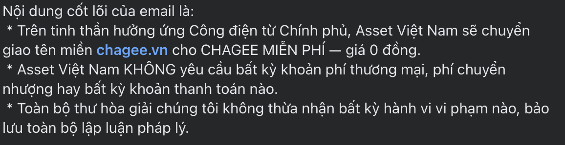 Vụ Chagee.vn: Đề xuất 'chuyển giao tên miền cho hãng trà sữa với giá 0 đồng' - Ảnh 1