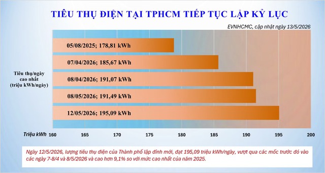 Nắng nóng kéo dài, tiêu thụ điện TP.HCM lập kỷ lục mới - Ảnh 1