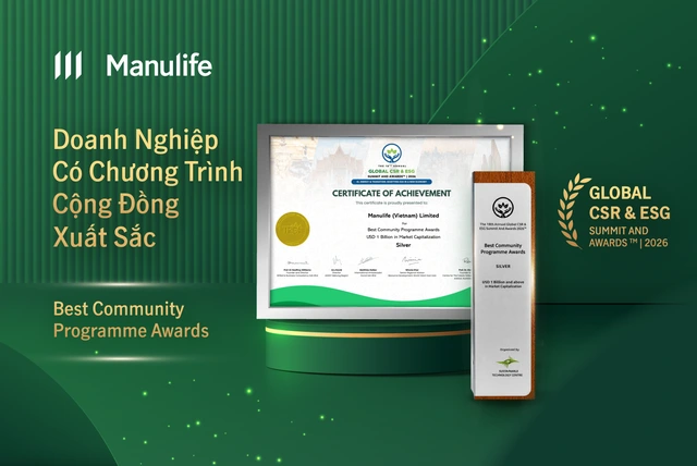 Manulife Việt Nam nhận giải thưởng quốc tế về hoạt động cộng đồng - Ảnh 1