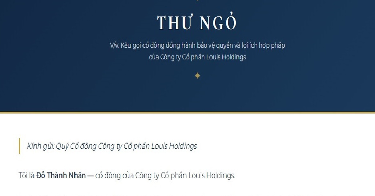 Ông Đỗ Thành Nhân xuất hiện sau bản án, yêu cầu họp 'khẩn' cổ đông Louis Holdings