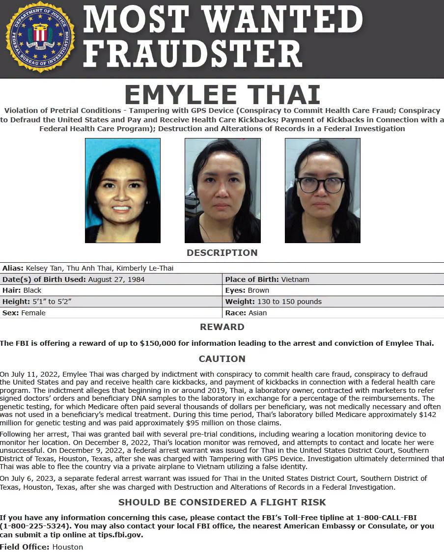 FBI treo thưởng gần 3,9 tỷ đồng truy bắt Emylee Thai, nghi đang lẩn trốn tại Việt Nam - Ảnh 1