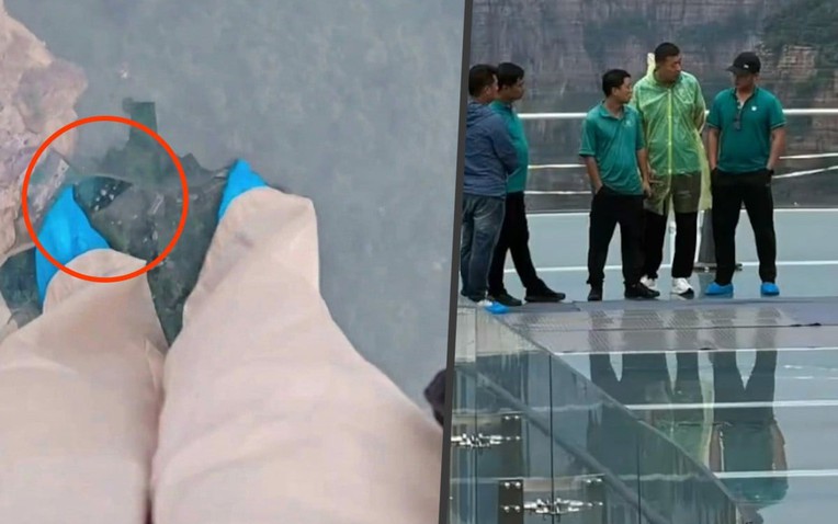 Cầu kính trên không cao 336 mét nứt toác, du khách hoảng loạn sơ tán - Ảnh 1
